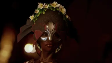Vivienne Wears the Wedding Dress with Fancy Flowered Doily Fan Mask as Formalwear