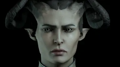 Black Scleras Version on Qunari Female (With No Eye Retextures Installed, Just my Shader Swap)