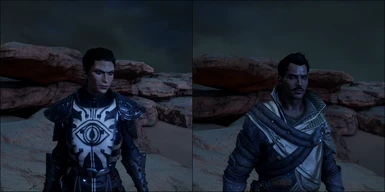 Cassandra and Dorian (BothModded) at the Western Approach (in the Night Light of the Hissing Wastes)