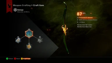 Eldritch Archer: Mage Bow Crafting (Ignore the fire, it only shows that in this menu)