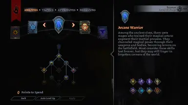 Arcane Warrior skill tree for the Inquisitor
