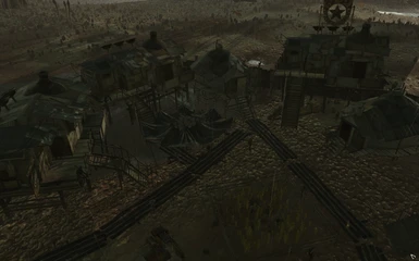 After - Whole left side of Grayflayer Village with no overlap. No building is demolished in this mod.