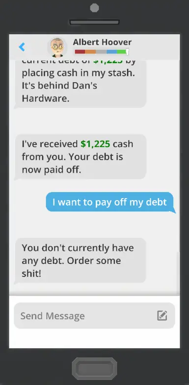 Custom Paid Debt Message