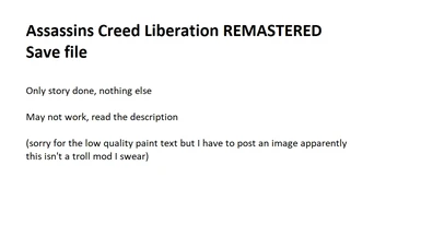 Assassins Creed Liberation Remastered - Sandbox Savegame