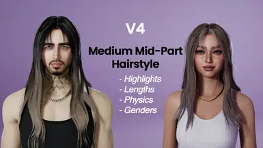 Mid-Part Hairstyle Physics V4