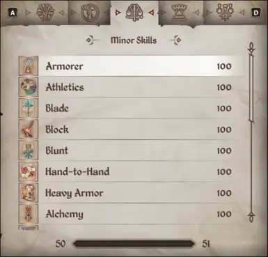 all skills raised to level 100