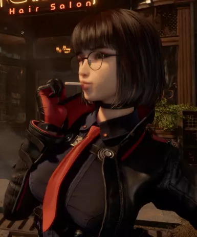 Eve smoking a cigarette
