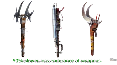 50 percent slower loss durability of weapons