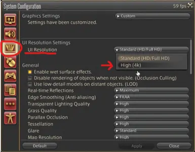 Step 1/2: How to enable high resolution UI. Make sure it's set to High (4k)!