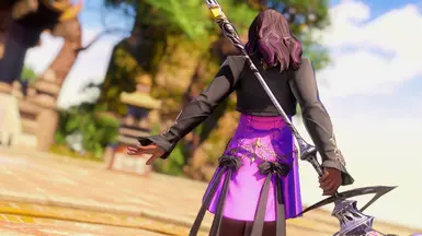 Black + gold jacket, regular dress with black ribbons