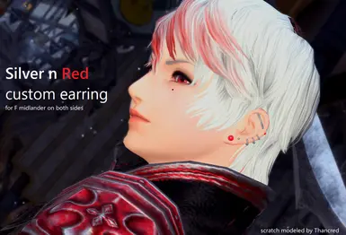Silver Red Bars n Balls - F Midlander Custom Earring