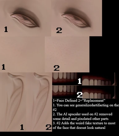 Comparison of the attempt at replacing face defined