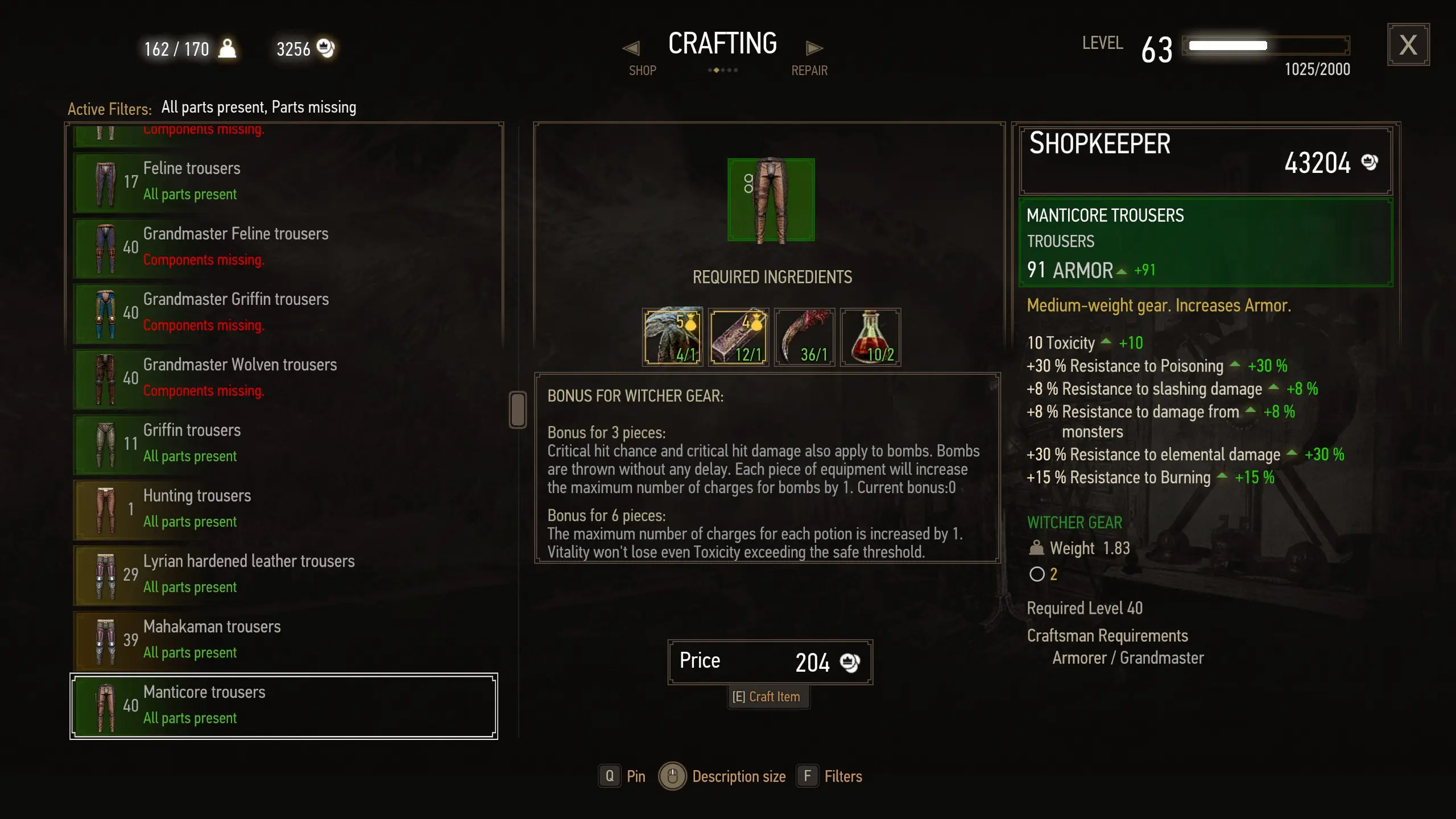 Manticore School Gear Enhance at The Witcher 3 Nexus - Mods and community