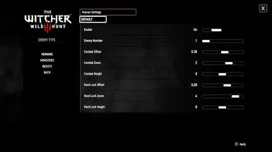 Standard Per Enemy Type Menu