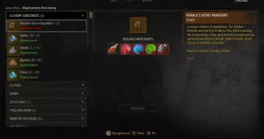 Now able to craft Reinald's Secret Ingredients
