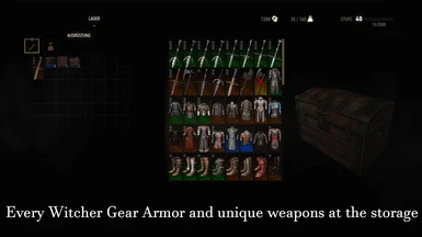 Every Witcher Gear Armor and unique weapons available at the storage