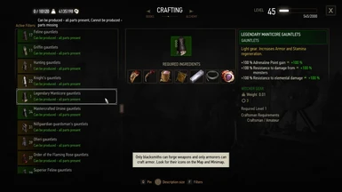 Manticore gloves crafting and stats BETA
