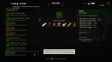Gesheft silver sword crafting and stats BETA