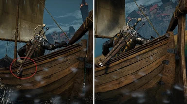 Swords clipping through boat