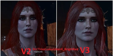 DLCTrissCustomHair BrightRed Versions Comparison