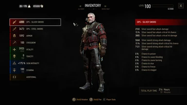 Level 100 Geralt stats