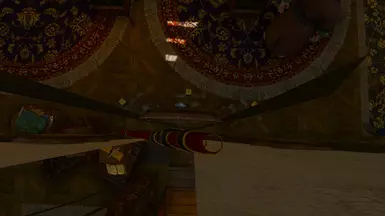 Unmodded Zireael sword mounted in vertical sword stand, scabbard is floating inside the wall
