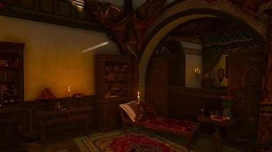 v1.3 Trying to use the armor mod as a standalone mod will result in a hole in the divider wall & the east wall will have nothing between the bookshelves. Also there may be a floating candle & mug due to a bug in the unmodded game.