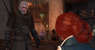 Geralt feeling sheer bliss due to how awesome Triss looks now.