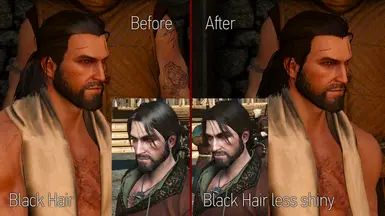 comparison blackHair less shiny