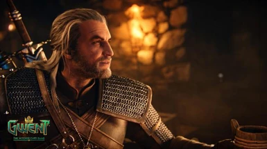 Side profile of Geralt in trailer