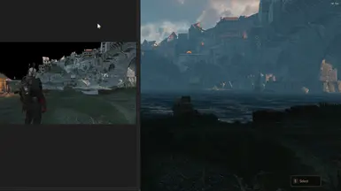 Left side is were effects are applied using rest behind ui,smoke,fog,sky,color grading
