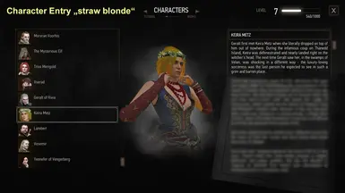 character entry "straw blonde"