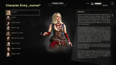character entry "normal"