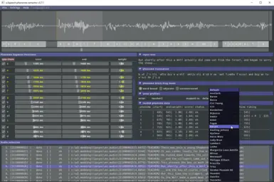 Phoneme Extractor GUI for adjusting timings and assigning animation profiles to actors.