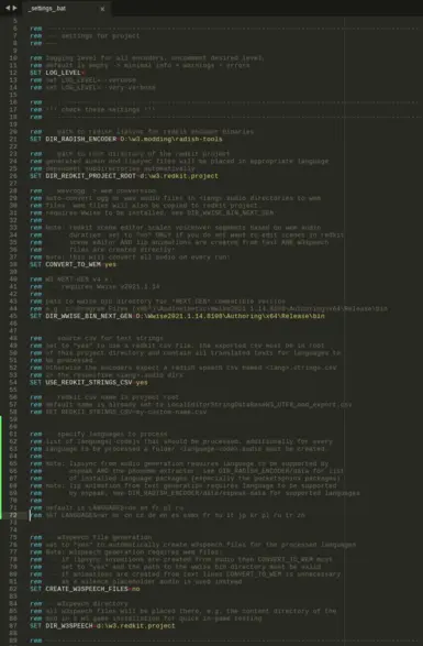Project Template Settings